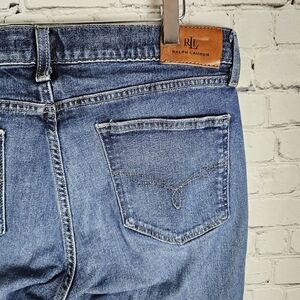 LRL LAUREN RALPH LAUREN | vintage tapered leg large monogram embroidered jeans